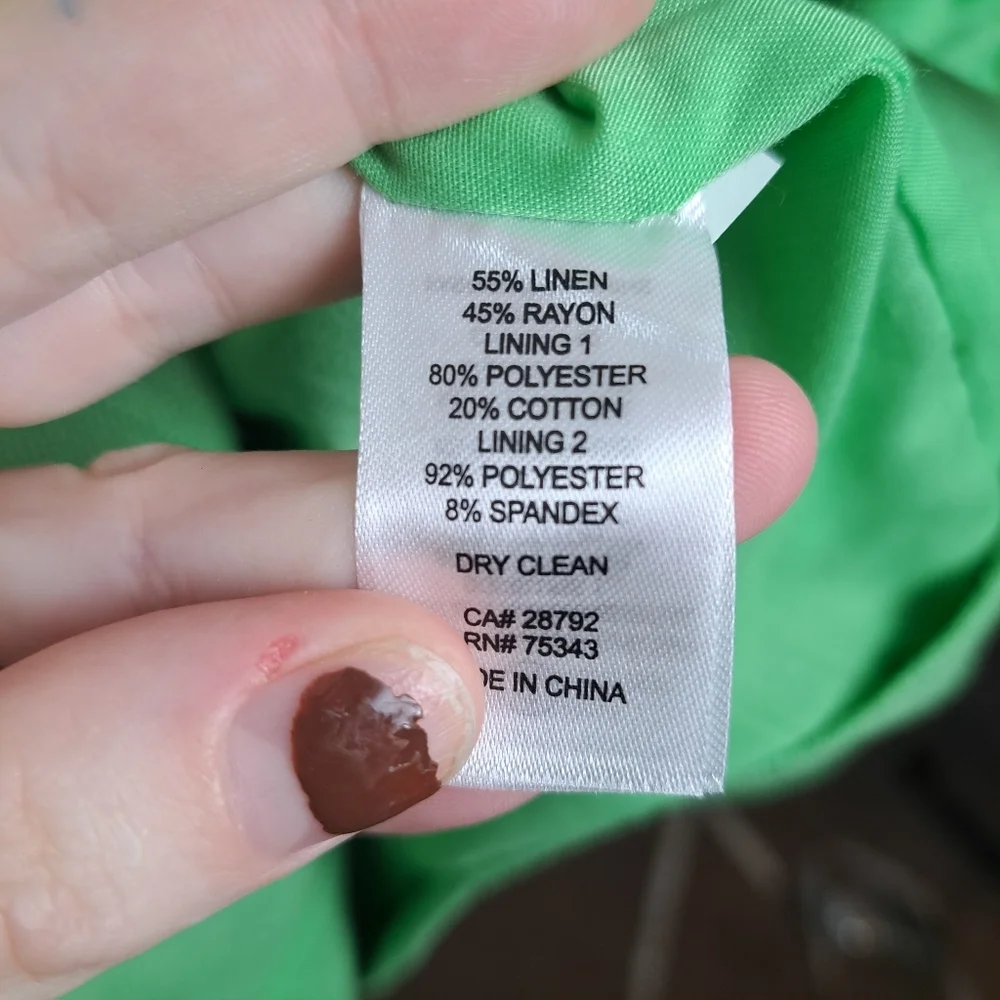House Of Harlow Light Green Linen Blend Long Double Breasted Blazer Jacket Sz XS